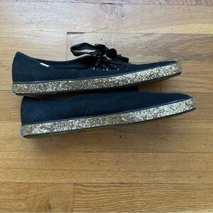 Keds x Kate Spade Black Gold glitter Shoes women's size 11 sneakers